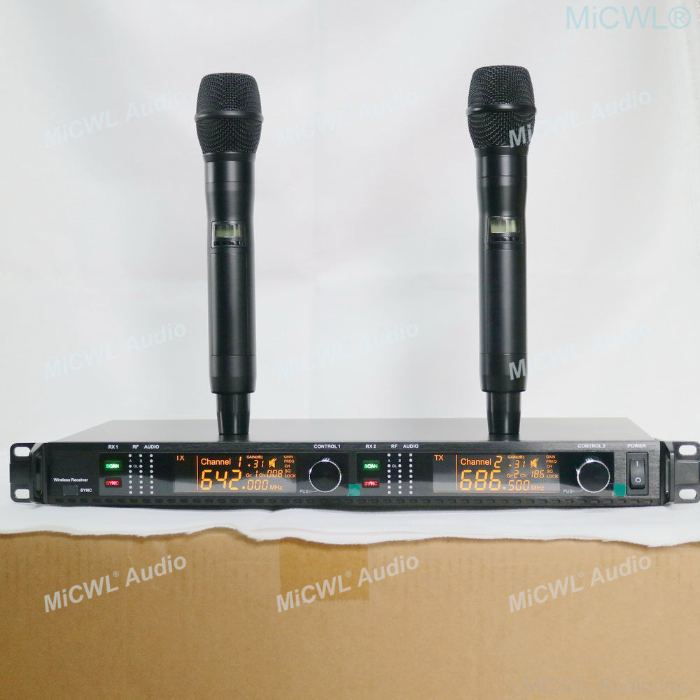 AD400 UHF Dual Channel Wireless Handheld Microphone System 4 Aerial 2 KSM9 Cardioid Handheld Sets