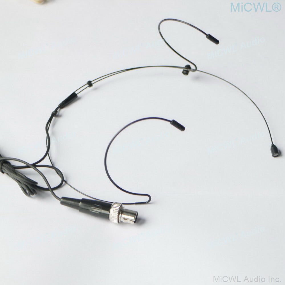 MiCWL B40 Black Double Ear Headset Microphone for Sennheiser Shure AKG Samson MiPro Audio-Technica Wireless with 6 Connector Options