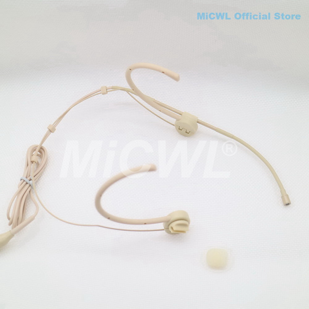 MiCWL OM12 Foldable Dual Ear-Hook Headset Microphone with 3.5mm Lock Connector for Wireless & Wired Devices
