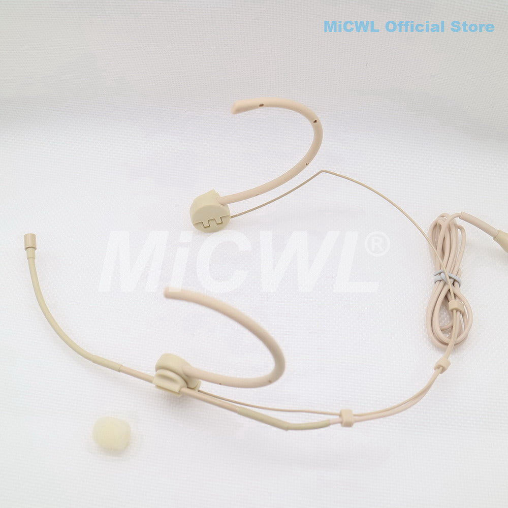 MiCWL OM12 Foldable Dual Ear-Hook Headset Microphone with 3.5mm Lock Connector for Wireless & Wired Devices
