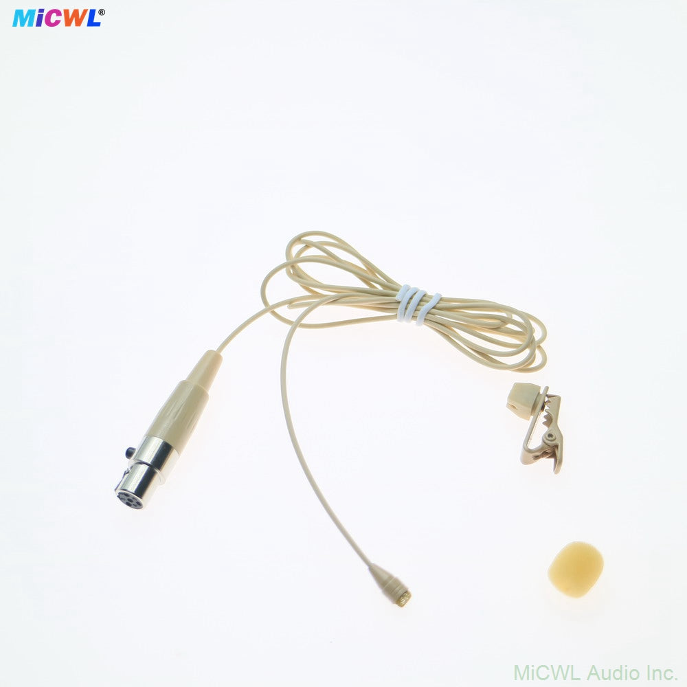 D6060 Omnidirectional Lavalier Microphone for Shure Bodypack – TA4F Mini XLR, Beige Lapel Mic, Windscreen Included