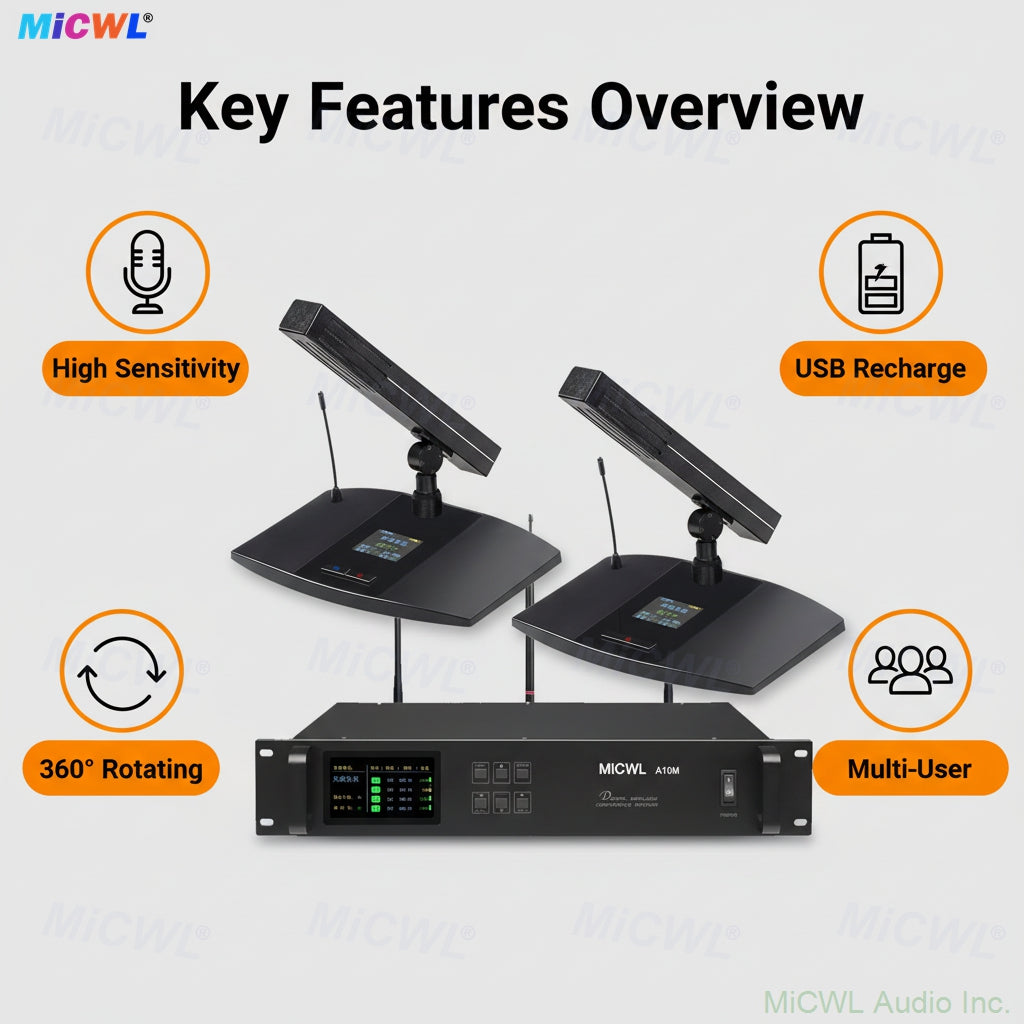 A105 Rechargeable Digital Wireless Conference System – 12 Gooseneck Mics, 1 Chairman + 11 Delegates, MiCWL A10M Series - Professional Audio Gear Image 6