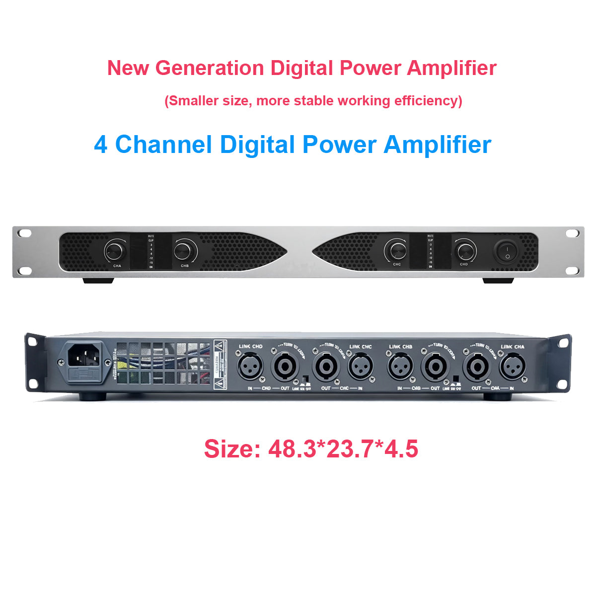 Professional Tech 1200HD 4 Channel 6400W Digital Power Amplifier 4x650Watts AMP