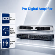 HD1200 4-Channel 6400W Digital Power Amplifier 1U Rack (4x8500W RMS 6x650W)