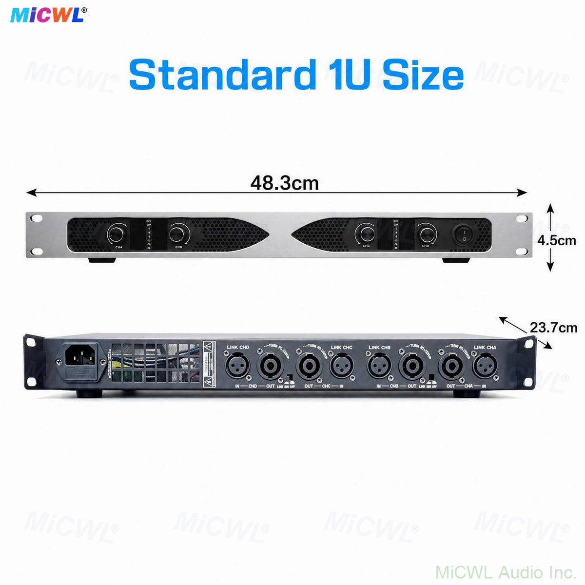 HD1200 4-Channel 6400W Digital Power Amplifier 1U Rack (4x8500W RMS 6x650W)