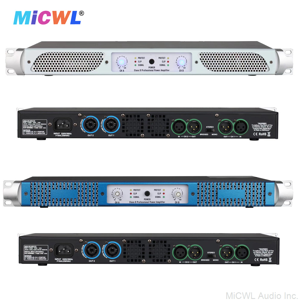 Professional Digital Power Amplifier CA6200-White 2000W 2-Channel 1U