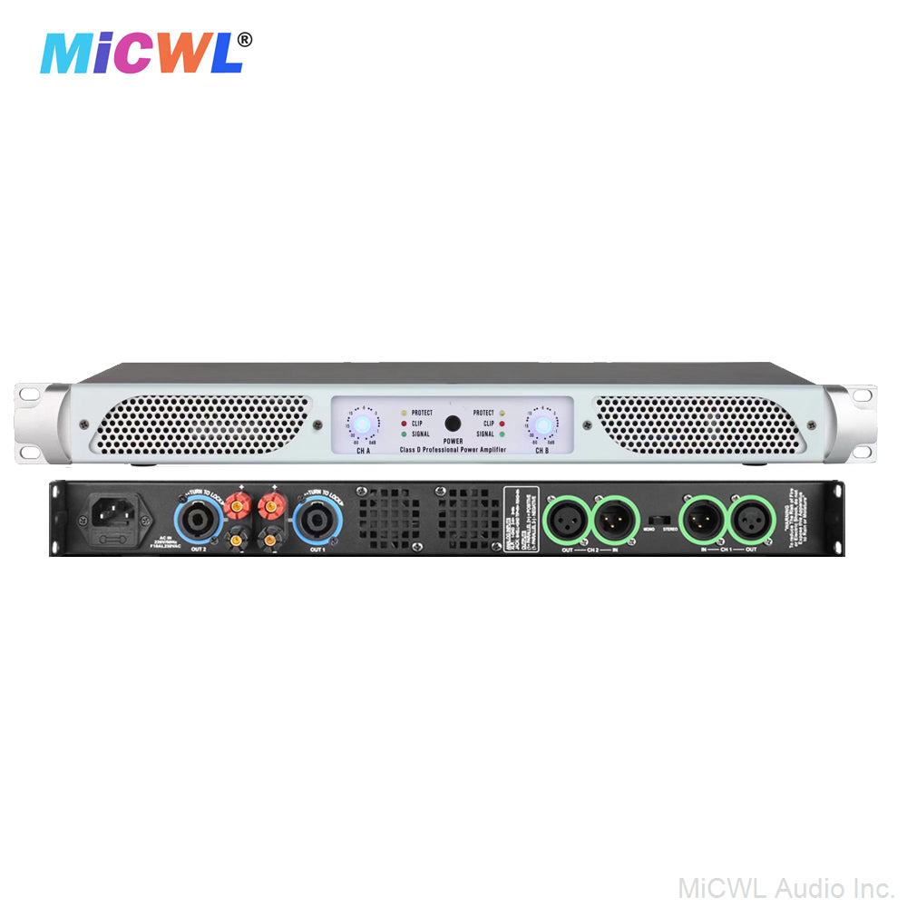 Professional Digital Power Amplifier CA6200-White 2000W 2-Channel 1U