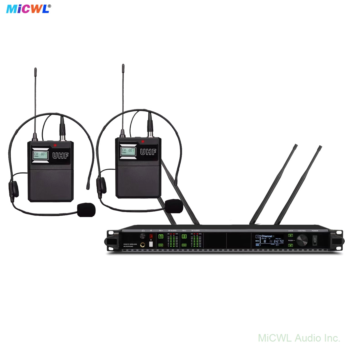 AD4D Dual-Channel UHF Digital Wireless Headset System with Bodypack Transmitters (Black)