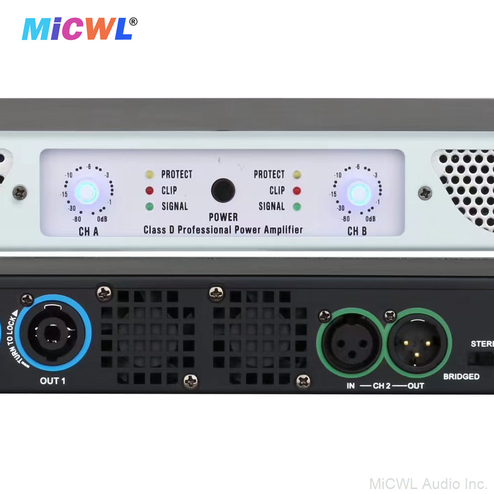 Professional Digital Power Amplifier CA6200-White 2000W 2-Channel 1U