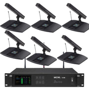 A105 Rechargeable Digital Wireless Conference System – 12 Gooseneck Mics, 1 Chairman + 11 Delegates, MiCWL A10M Series - Main Product Shot