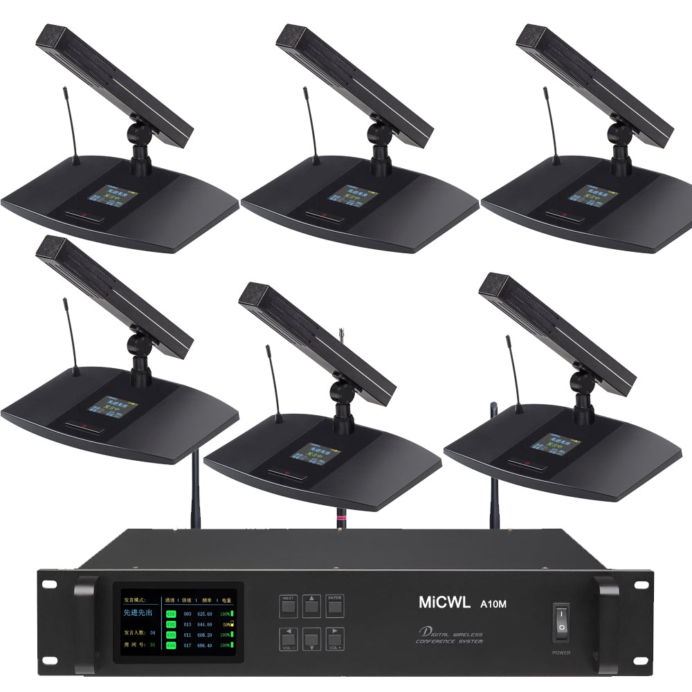 A105 Rechargeable Digital Wireless Conference System – 12 Gooseneck Mics, 1 Chairman + 11 Delegates, MiCWL A10M Series - Main Product Shot