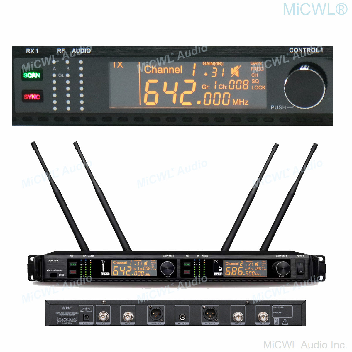 AD400 UHF Dual Channel Wireless Handheld Microphone System 4 Aerial 2 KSM9 Cardioid Handheld Sets