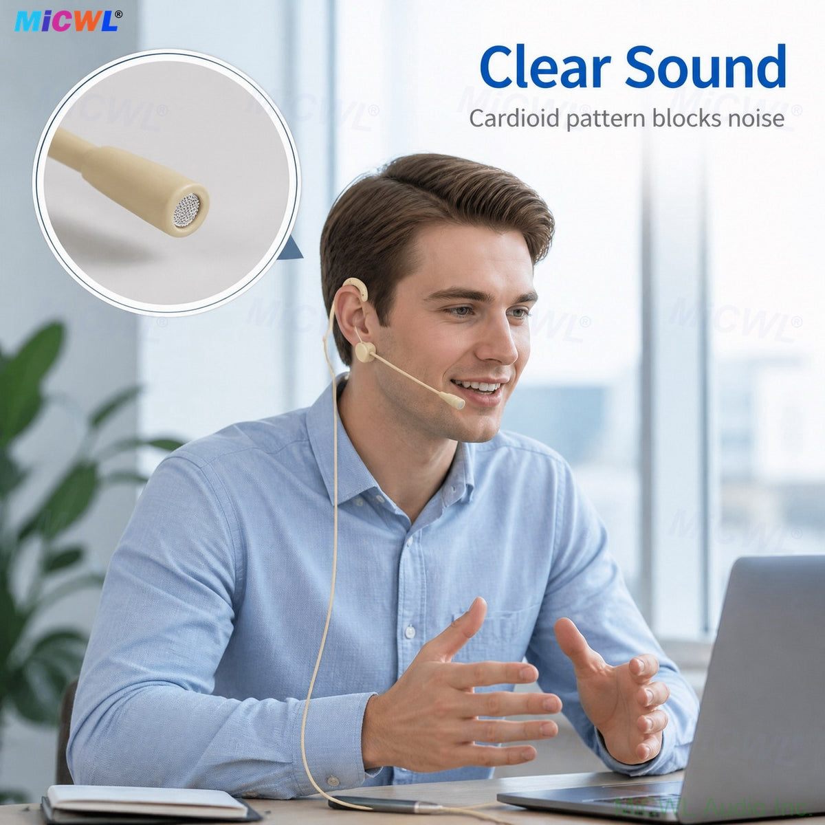Premium Beta53 Cardioid Headset Microphone for Shure Sennheiser AKG MiPro Audio‑Technica & PC – 6 Connectors Beige