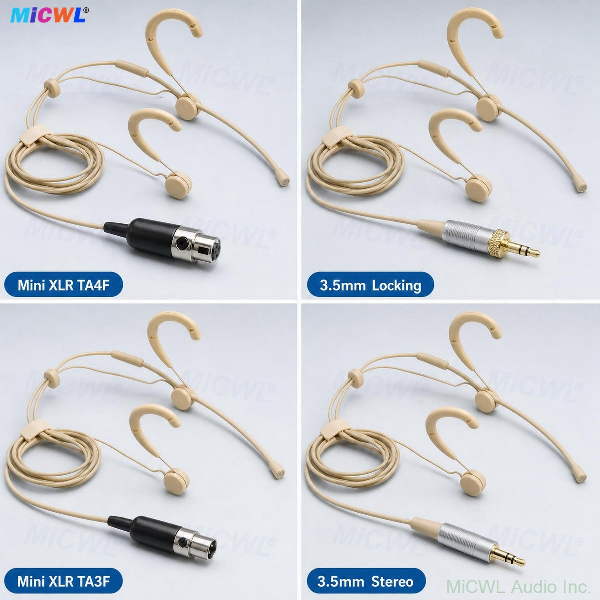 Premium Beta53 Cardioid Headset Microphone for Shure Sennheiser AKG MiPro Audio‑Technica & PC – 6 Connectors Beige