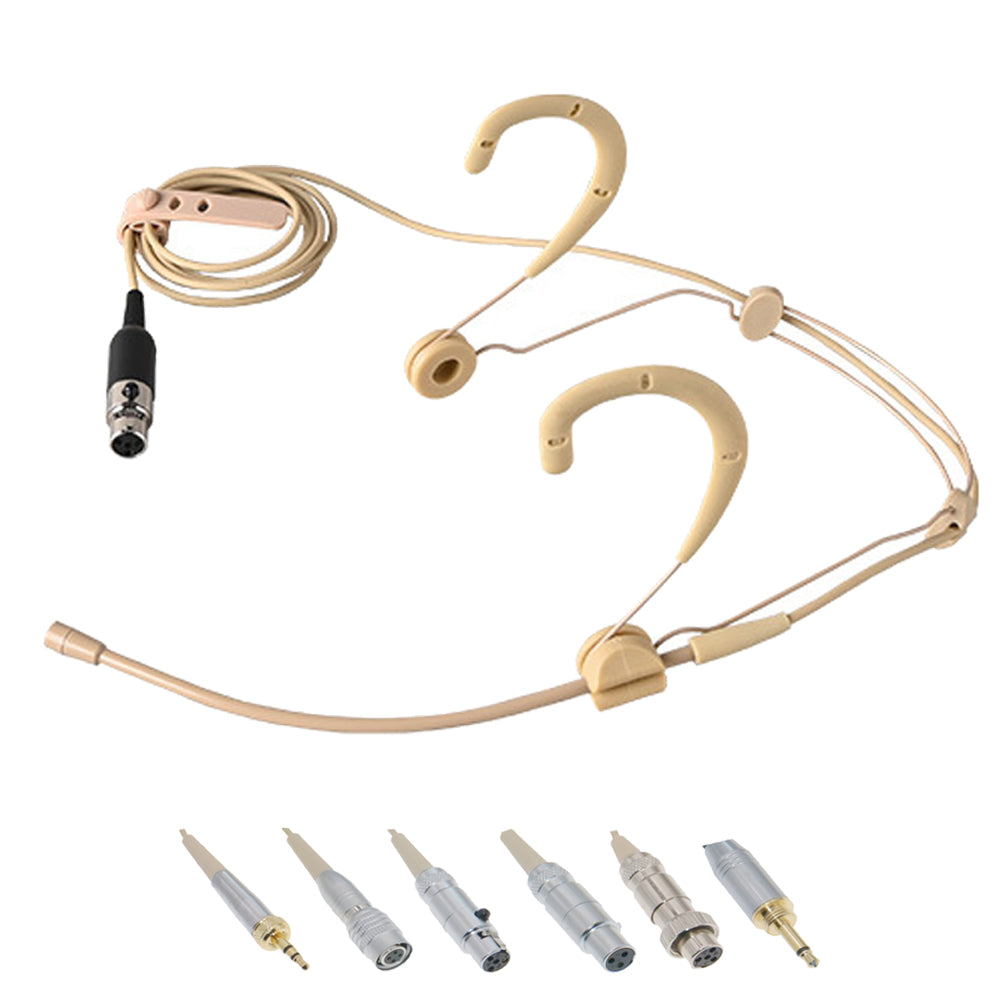 Premium Beta53 Cardioid Headset Microphone for Shure Sennheiser AKG MiPro Audio‑Technica & PC – 6 Connectors Beige
