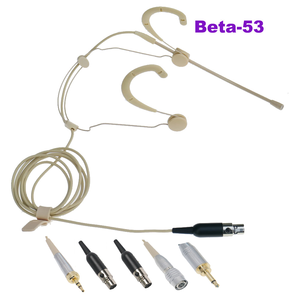 Beta53 Beige Cardioid Headworn Microphone for Sennheiser Shure AKG MiPro Audio‑Technica Wireless Transmitters