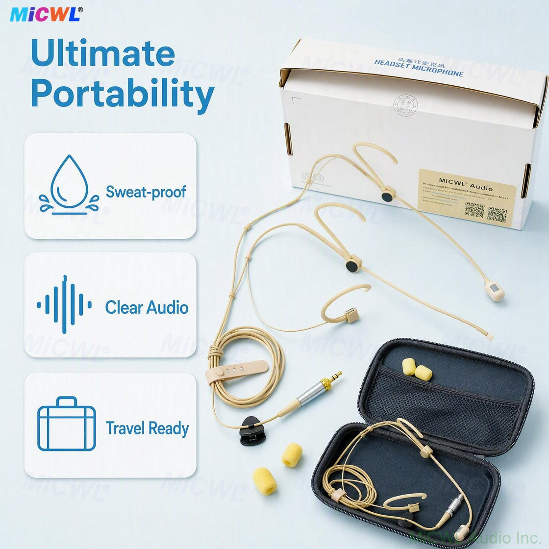 Beta-54 Beige Headset Microphone for Shure Sennheiser AKG Wireless Systems with Zipper Box Cardioid Core