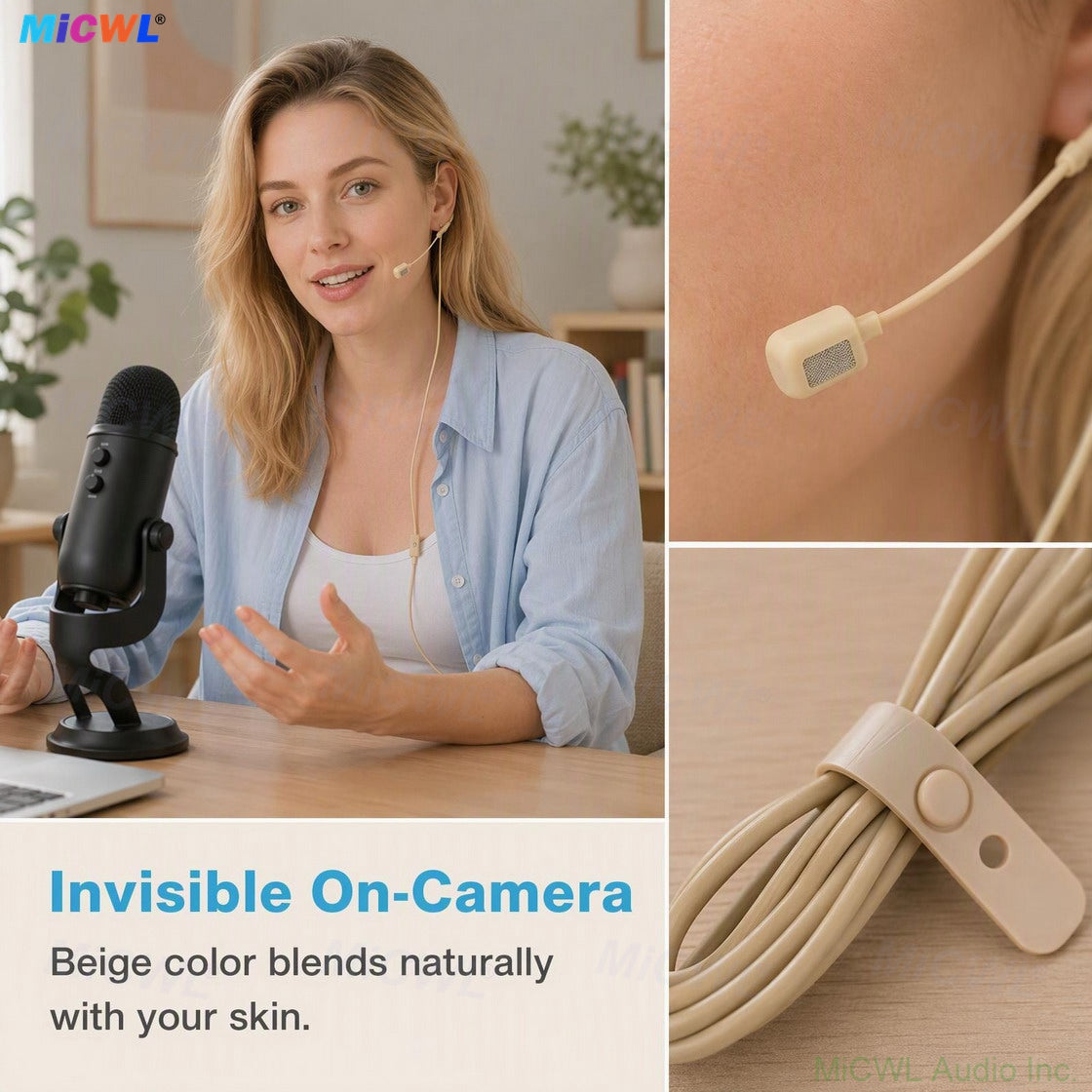 Beta-54 Beige Headset Microphone for Shure Sennheiser AKG Wireless Systems with Zipper Box Cardioid Core