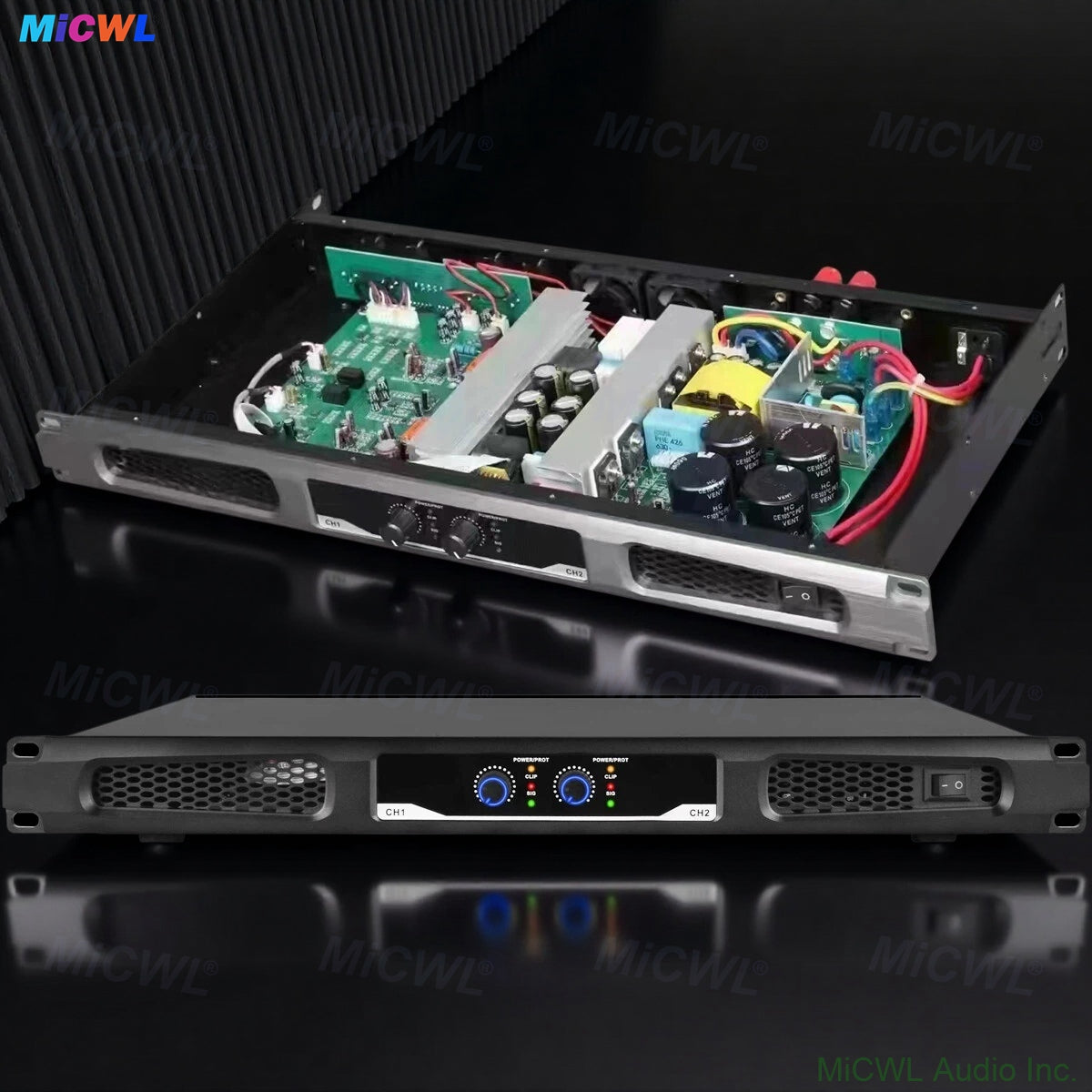 Professional XLC-21300 2 Channel Digital Power Amplifier 2600W For Stage DJ Karaoke 1U Rack