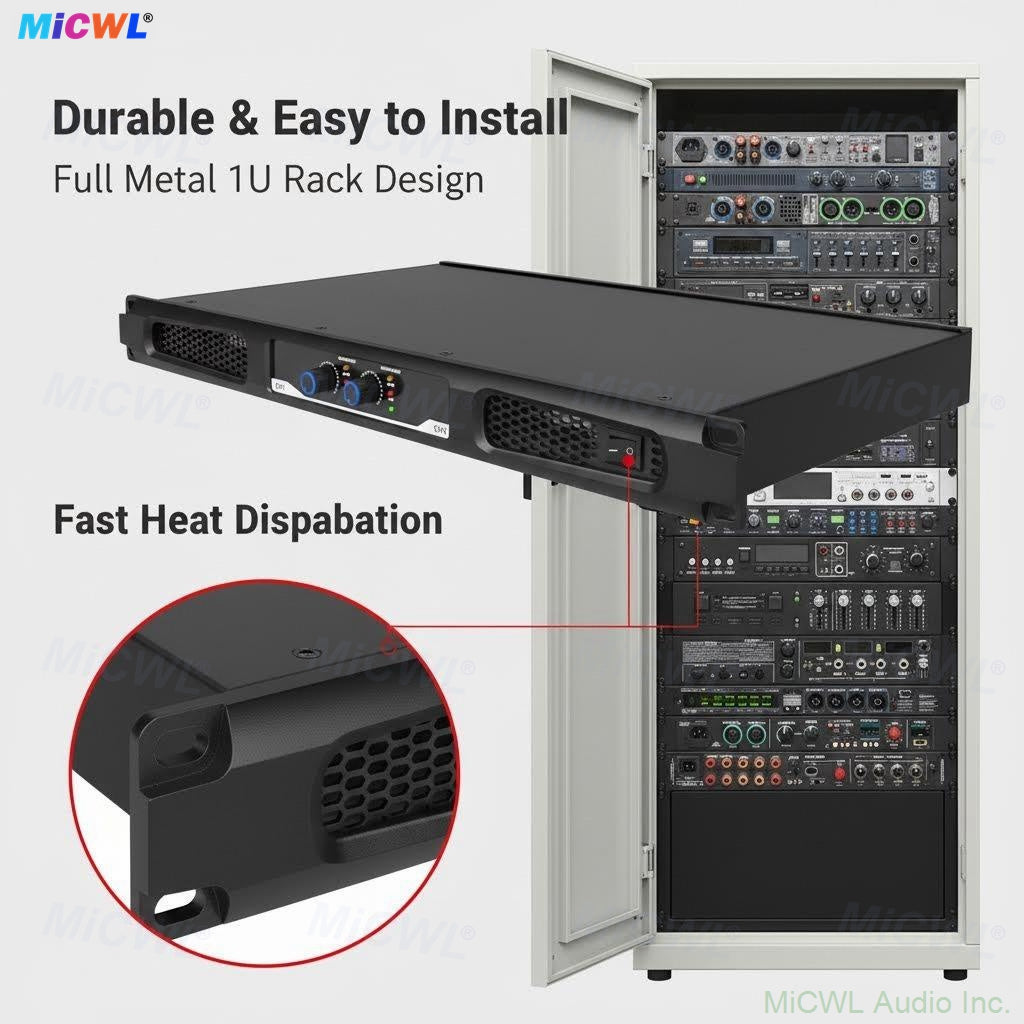 Professional XLC-21300 2 Channel Digital Power Amplifier 2600W For Stage DJ Karaoke 1U Rack