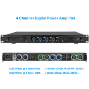 XLC4130 Professional 5200W 4-Channel Digital Power Amplifier 1U Rack For Stage Karaoke