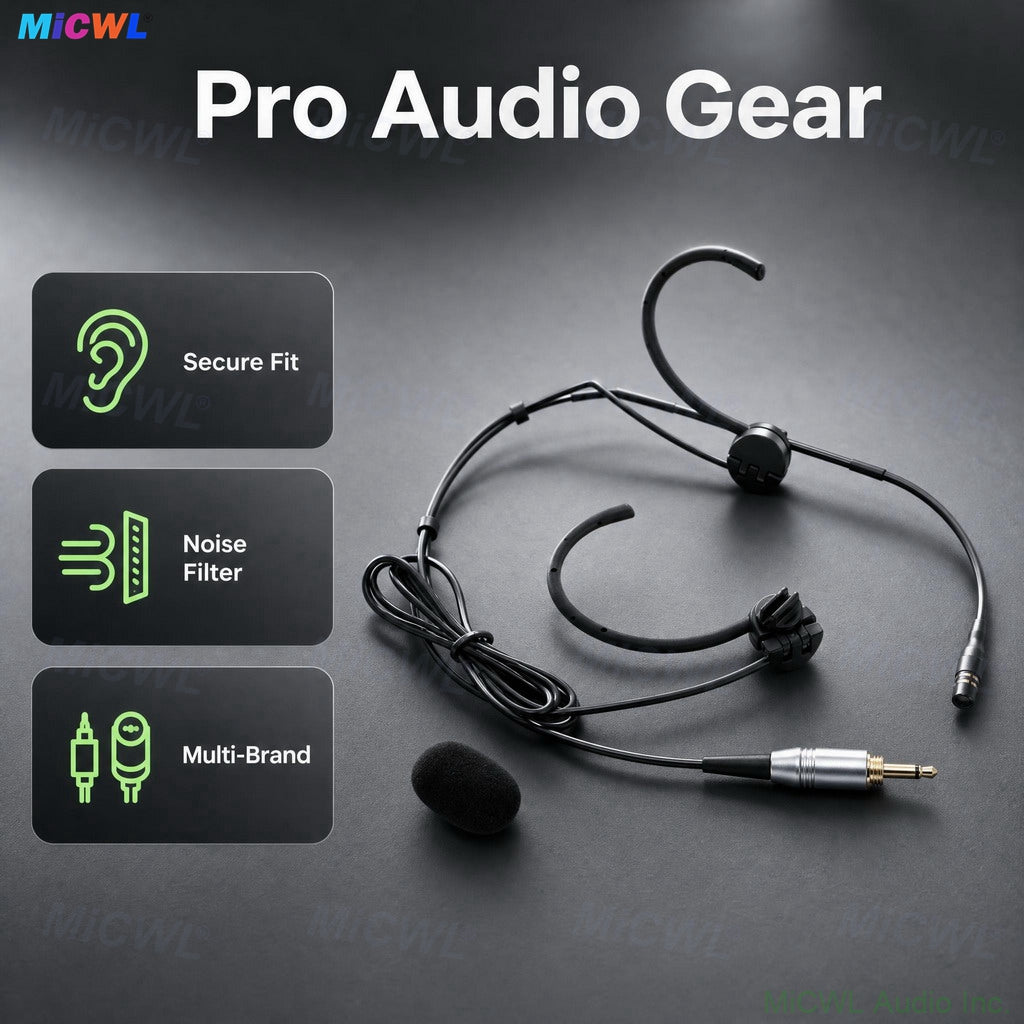 CM90 Black Dual-Ear Cardioid Headset Microphone for Shure Sennheiser AKG Wireless Bodypacks