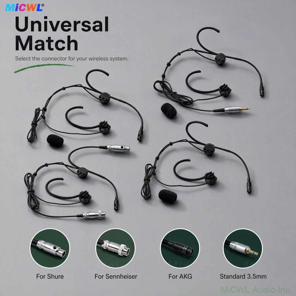 CM90 Black Dual-Ear Cardioid Headset Microphone for Shure Sennheiser AKG Wireless Bodypacks