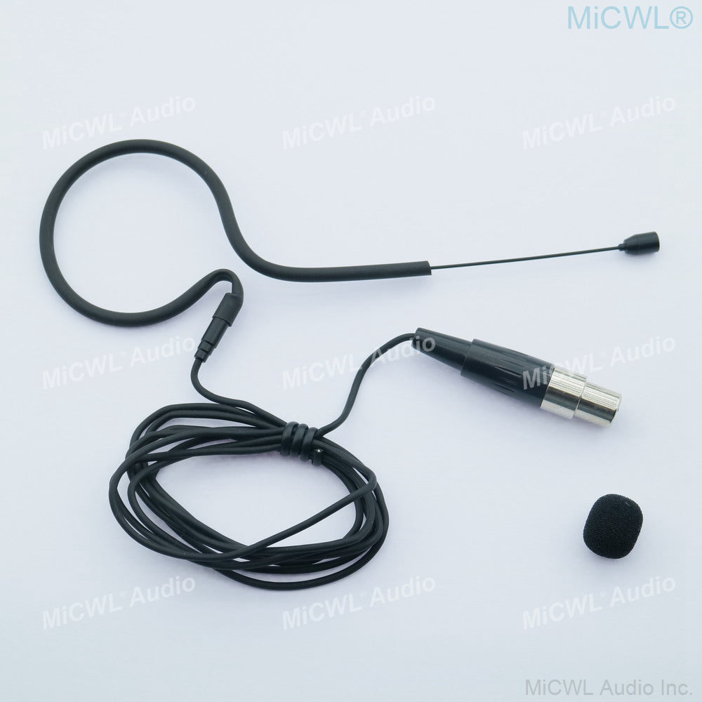 MiCWL HM200 Black Earset Headset Microphone for Shure Wireless Bodypack Transmitter – Mini TA4F 4‑Pin