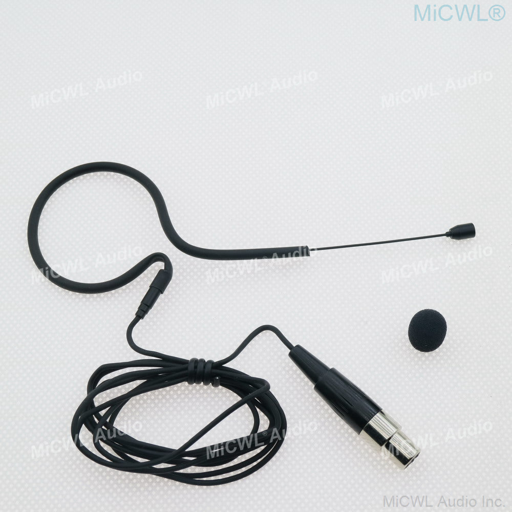 MiCWL HM200 Black Earset Headset Microphone for Shure Wireless Bodypack Transmitter – Mini TA4F 4‑Pin
