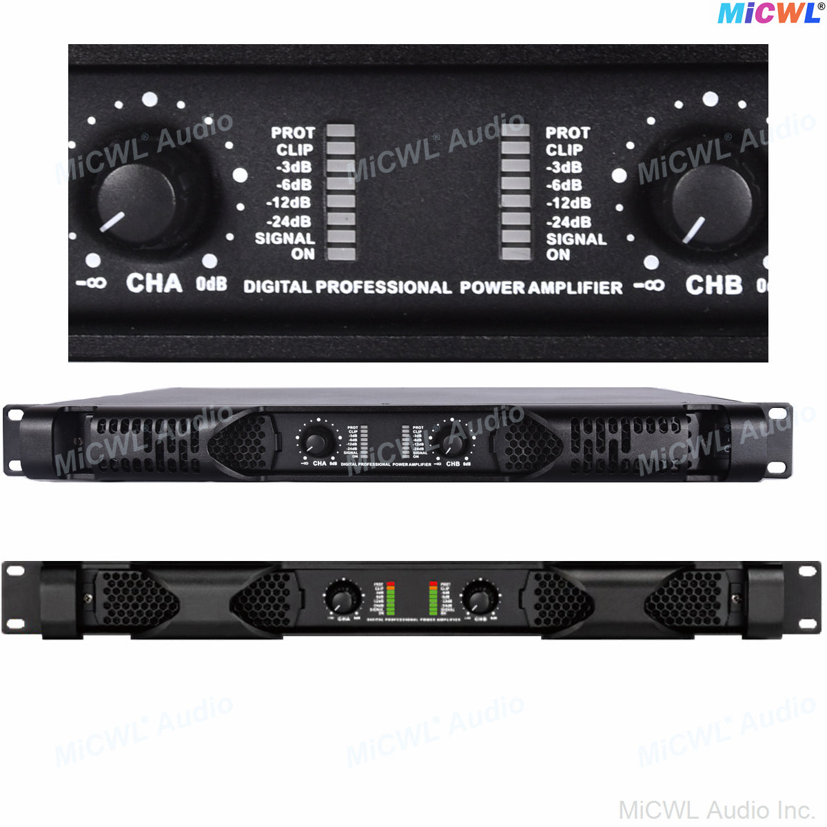 MiCWL PX7000 7000W 2-Channel Pro Digital Power Amplifier 1U Bridgeable For Subwoofer Stage Big Speaker