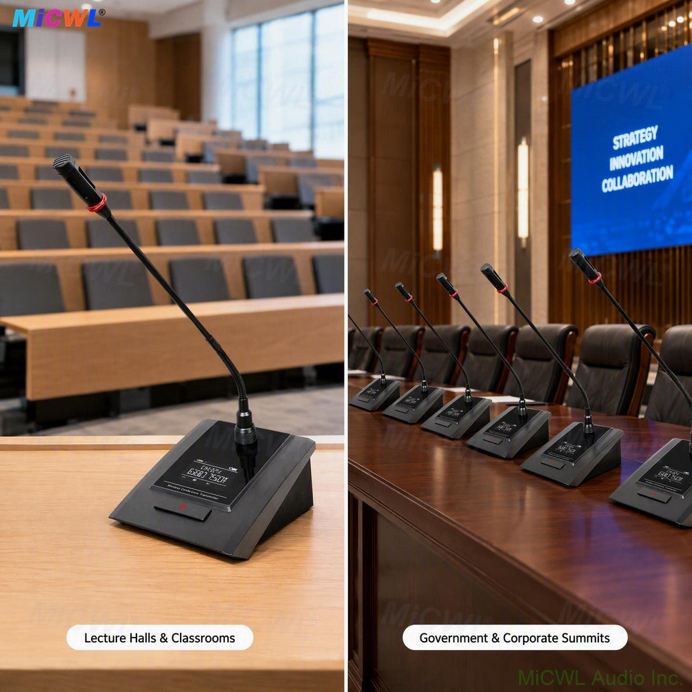 MiCWL D3900 8-Channel Wireless Gooseneck Conference System 8x A116 LED Desktop Microphone