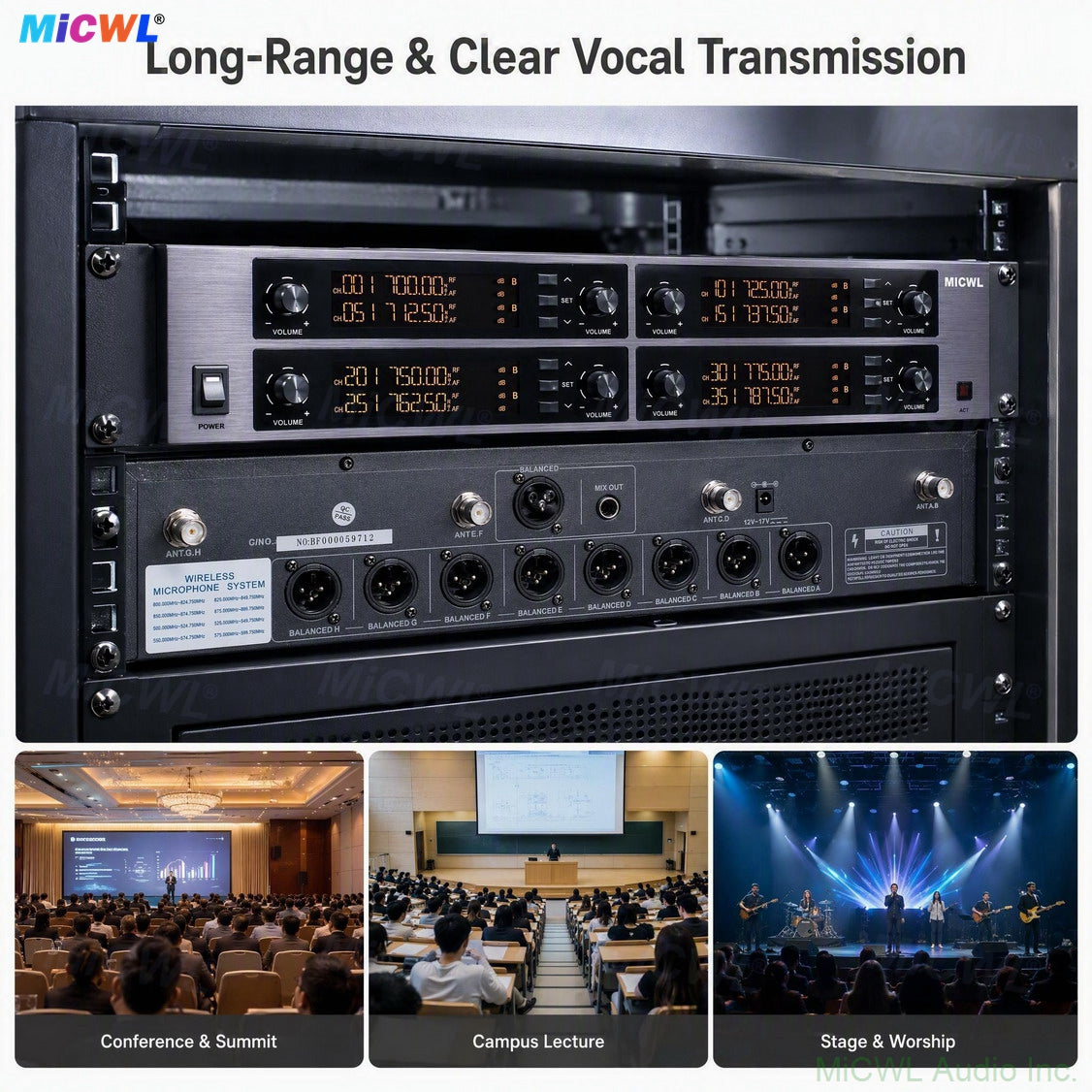 MiCWL D3900 8-Channel Digital Wireless Handheld Microphone System