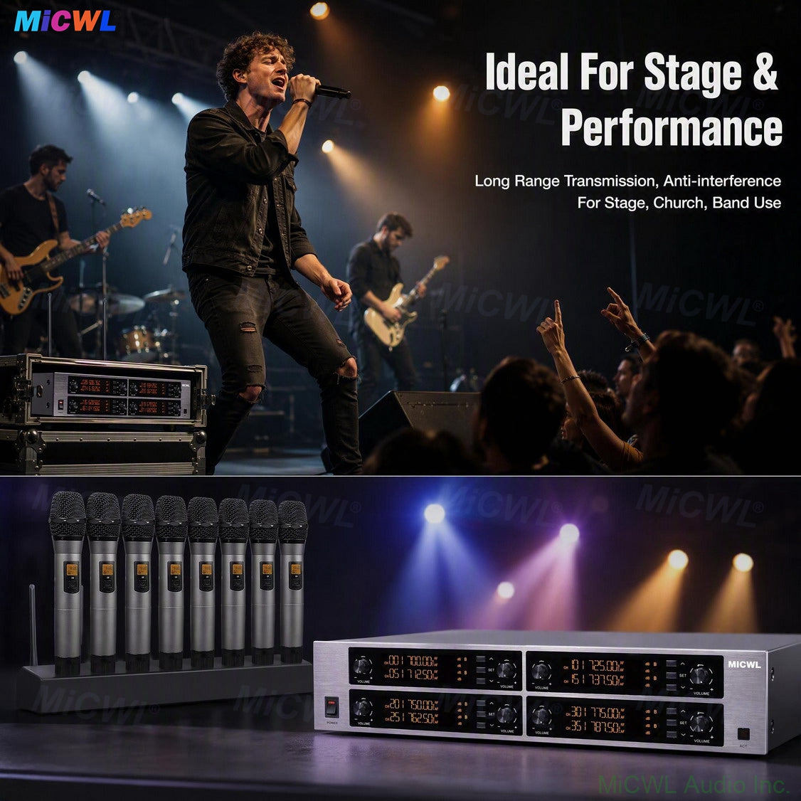 MiCWL D3900 8-Channel Digital Wireless Handheld Microphone System