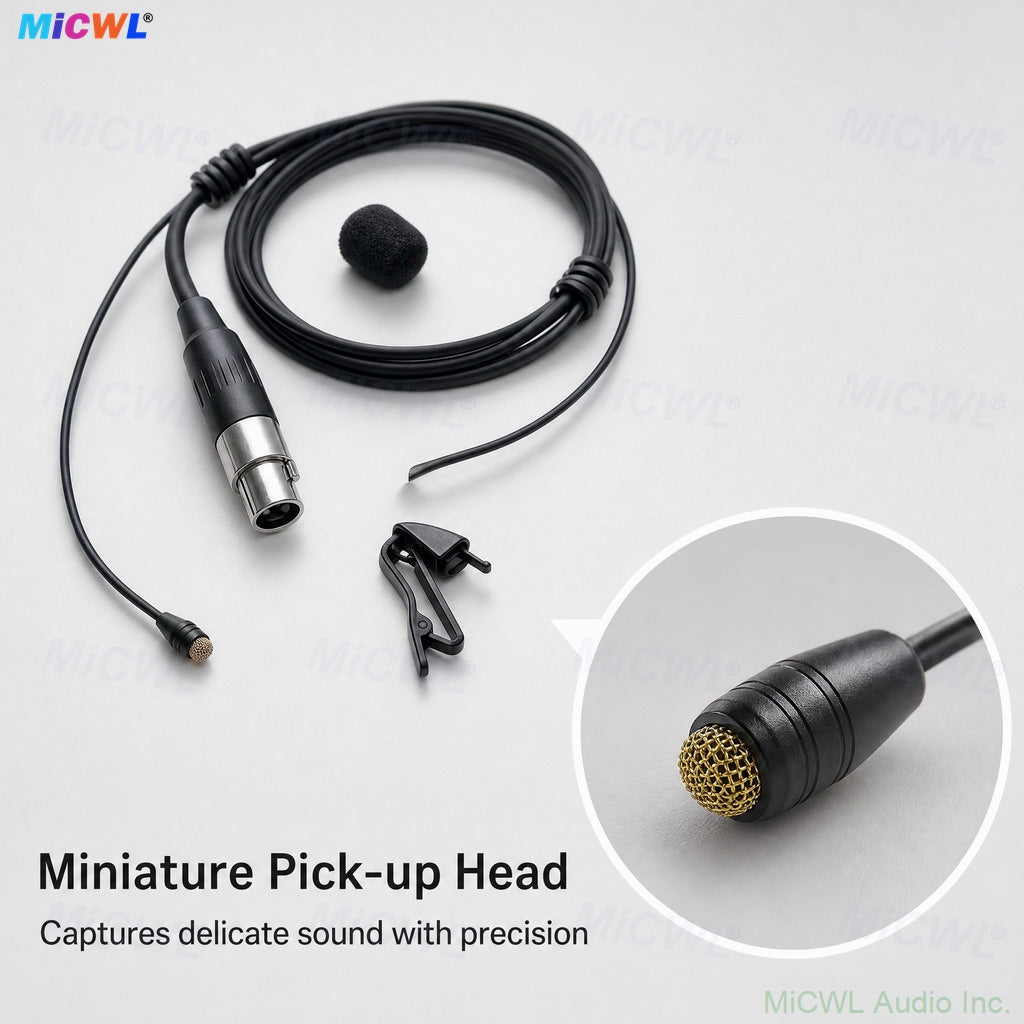 D6060 Black Hidden Lavalier Lapel Mic for Shure Sennheiser AKG Wireless Bodypack Transmitters