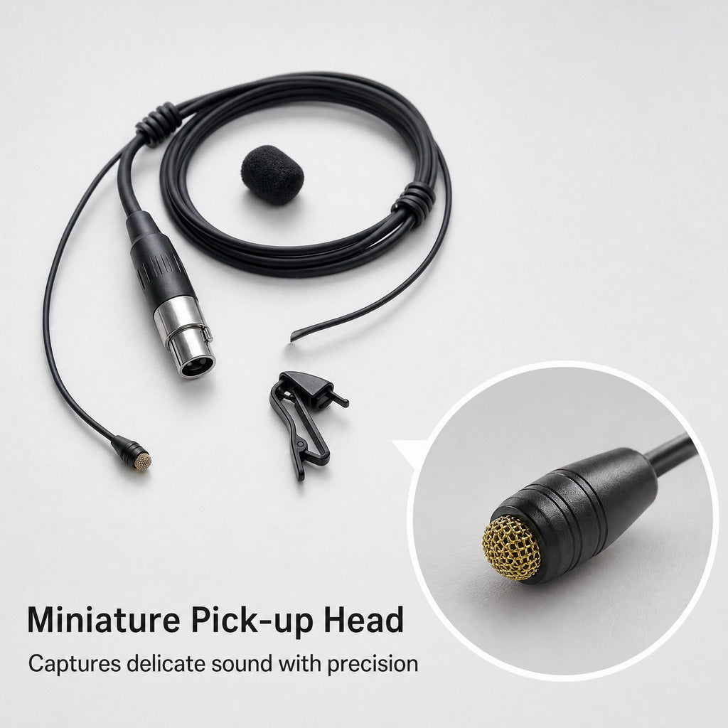 D6060 Black Hidden Lavalier Lapel Mic for Shure Sennheiser AKG Wireless Bodypack Transmitters