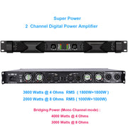 MiCW PX1800 3600W 2-Channel Bridgeable Digital Pro Amplifier 1U Rack