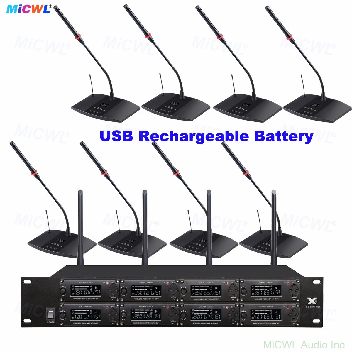MiCWL D800 Rechargeable 8-Channel Conference System