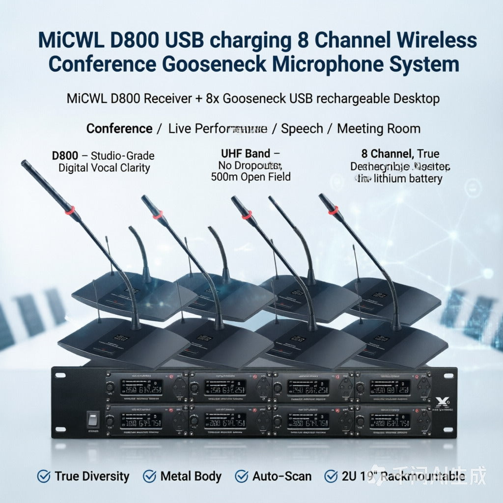 MiCWL D800 Rechargeable 8-Channel Conference System