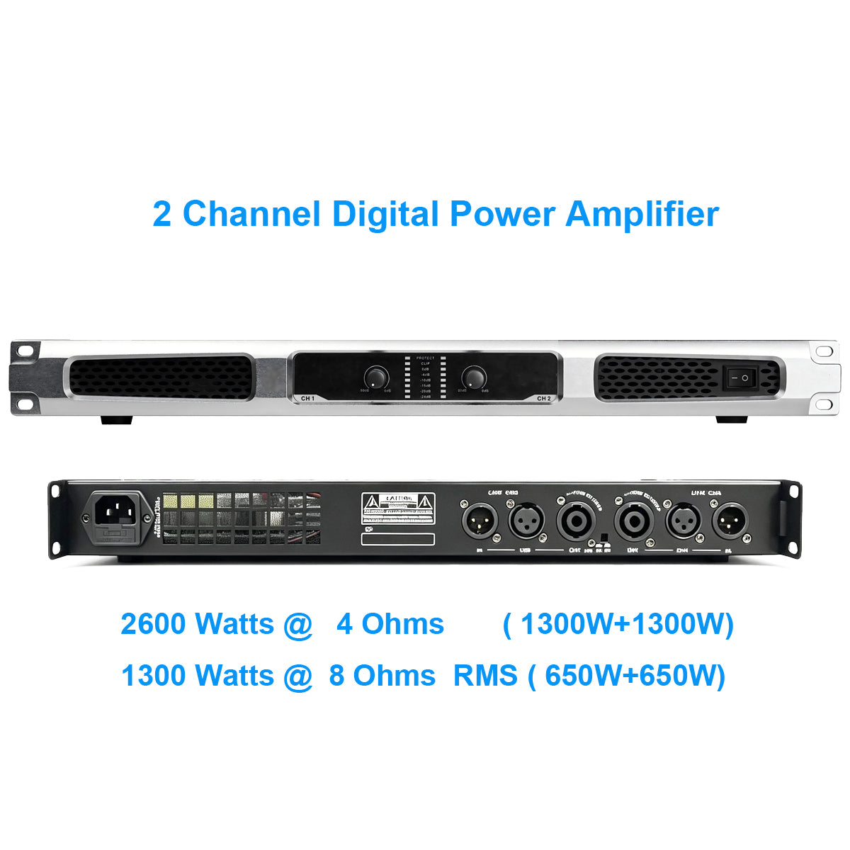 New Generation DB12 Silver 2CH Digital Power Amplifier 1U 4000W AMP For Stage DJ Karaoke Speaker