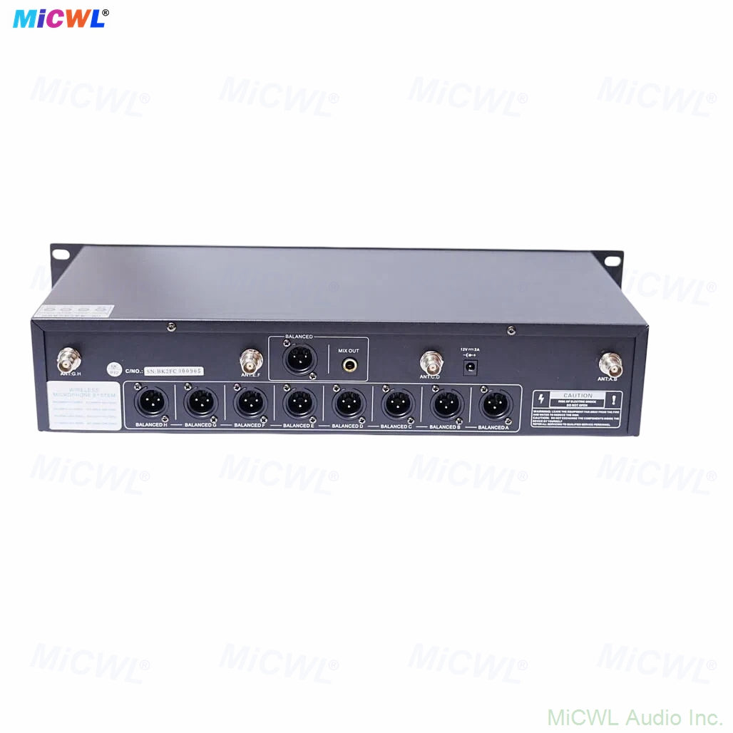 MiCWL D3900 8-Channel Digital Wireless 8 Bodypack System 8 Lavalier 8 Headset Microphone