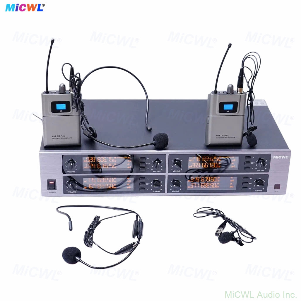 MiCWL D3900 8-Channel Digital Wireless 8 Bodypack System 8 Lavalier 8 Headset Microphone