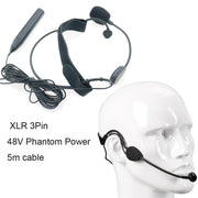 ME3 XLR 3-Pin Cardioid Headset Microphone with 5m Cable for Audio Mixer 48V Phantom Power