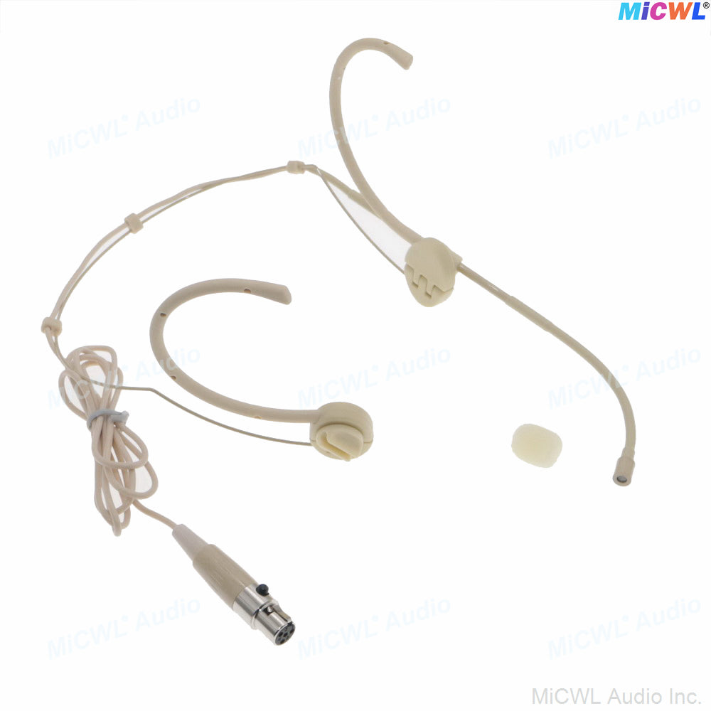 MiCWL OM12 Foldable Dual Ear-Hook Headset Microphone for AKG Samson TA3F Wireless