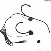 MiCWL Black OM12 Foldable Dual Ear-Hook Headset Microphone for Sennheiser 3.5mm Locking