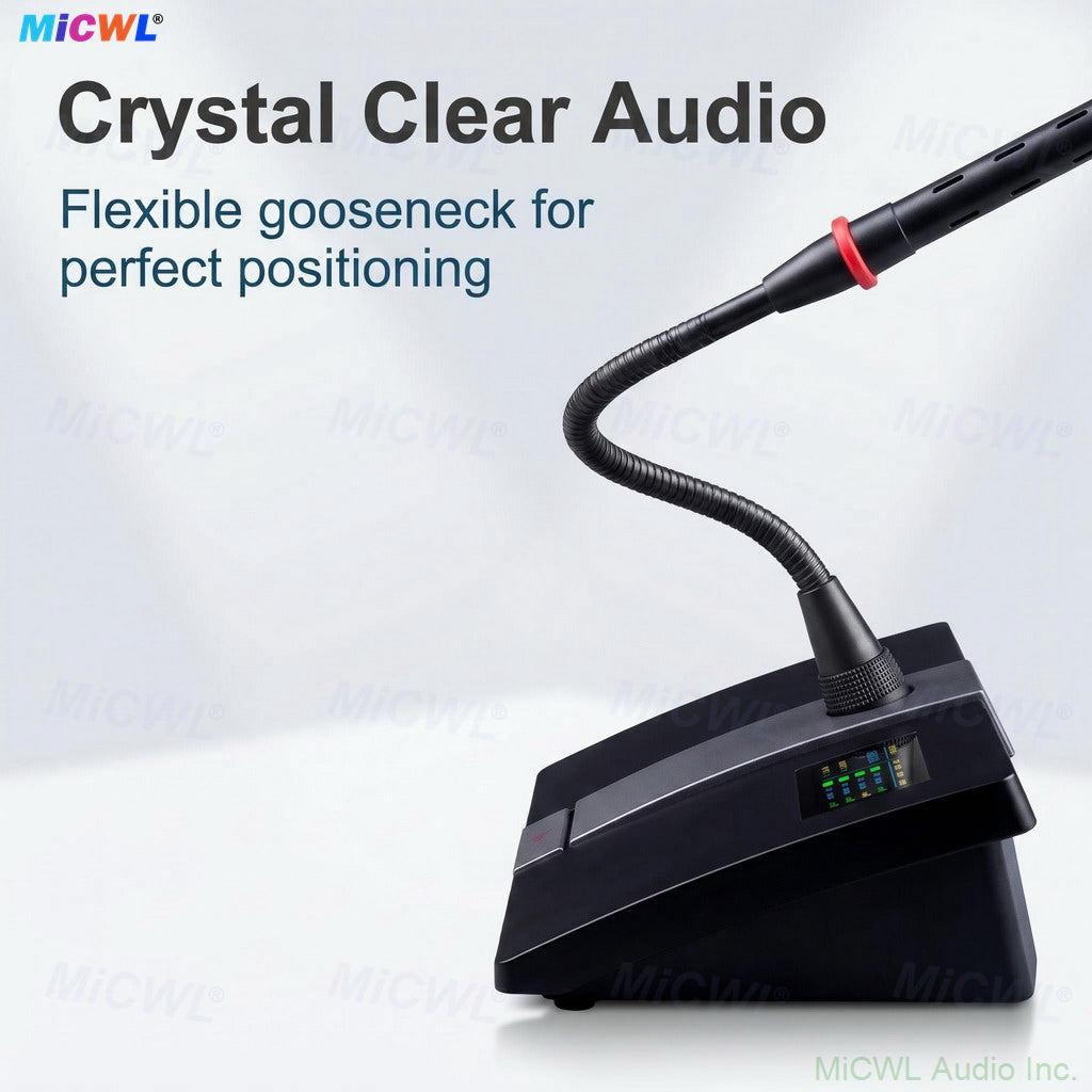MiCWL MXC200 A103 Rechargeable Digital Wireless Conference System – 16 Gooseneck Mics, 1 Chairman + 15 Delegates