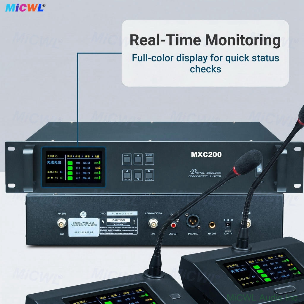 MXC200 30pcs Gooseneck Wireless Digital Conference System with 1 Chairman + 29 Delegates Mics Kits For Government/Company/School