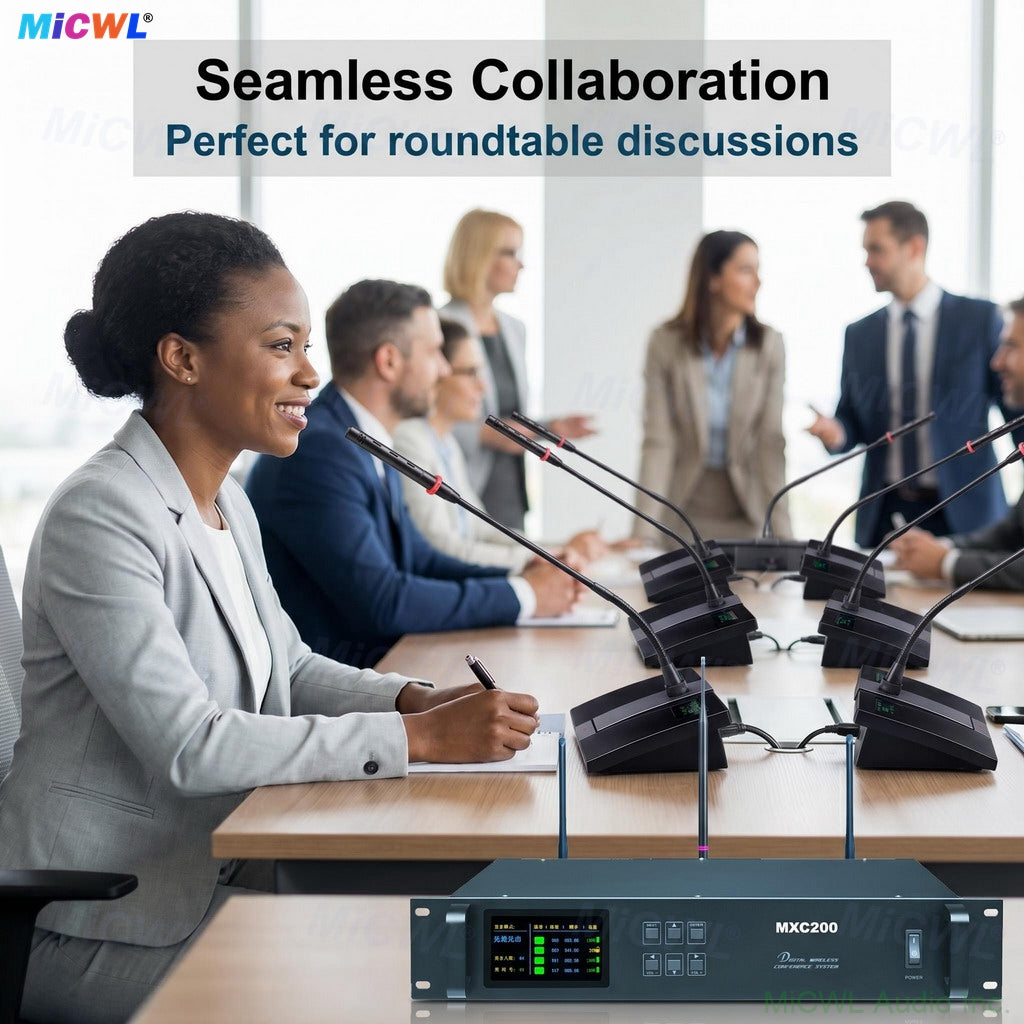 MiCWL MXC200 A103 Rechargeable Digital Wireless Conference System – 16 Gooseneck Mics, 1 Chairman + 15 Delegates