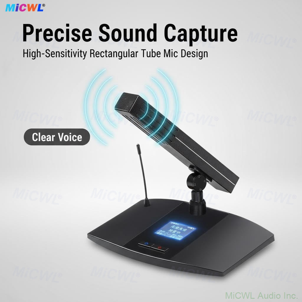 A105 Rechargeable Digital Wireless Conference 25 Microphone System – 25 Square Mics, 1 Chairman + 24 Delegates, MiCWL A10M Series