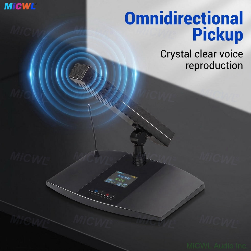 A105 Rechargeable Digital Wireless Conference 25 Microphone System – 25 Square Mics, 1 Chairman + 24 Delegates, MiCWL A10M Series