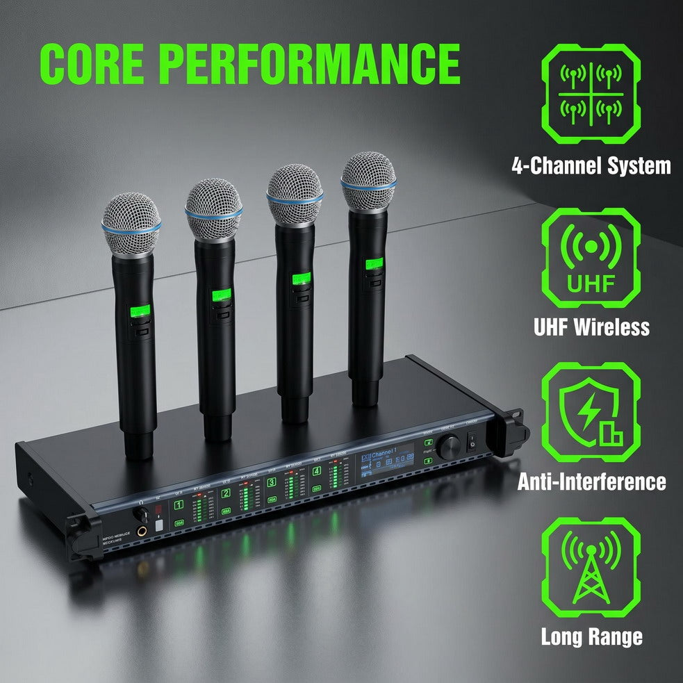 AD4Q 4× Beta58 Dynamic Handheld Wireless Microphone System